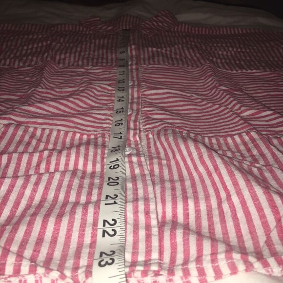 Unbranded top Womens XL red white button up 3/4 sleeve tunic Candy Stripe Beachy - Picture 7 of 8